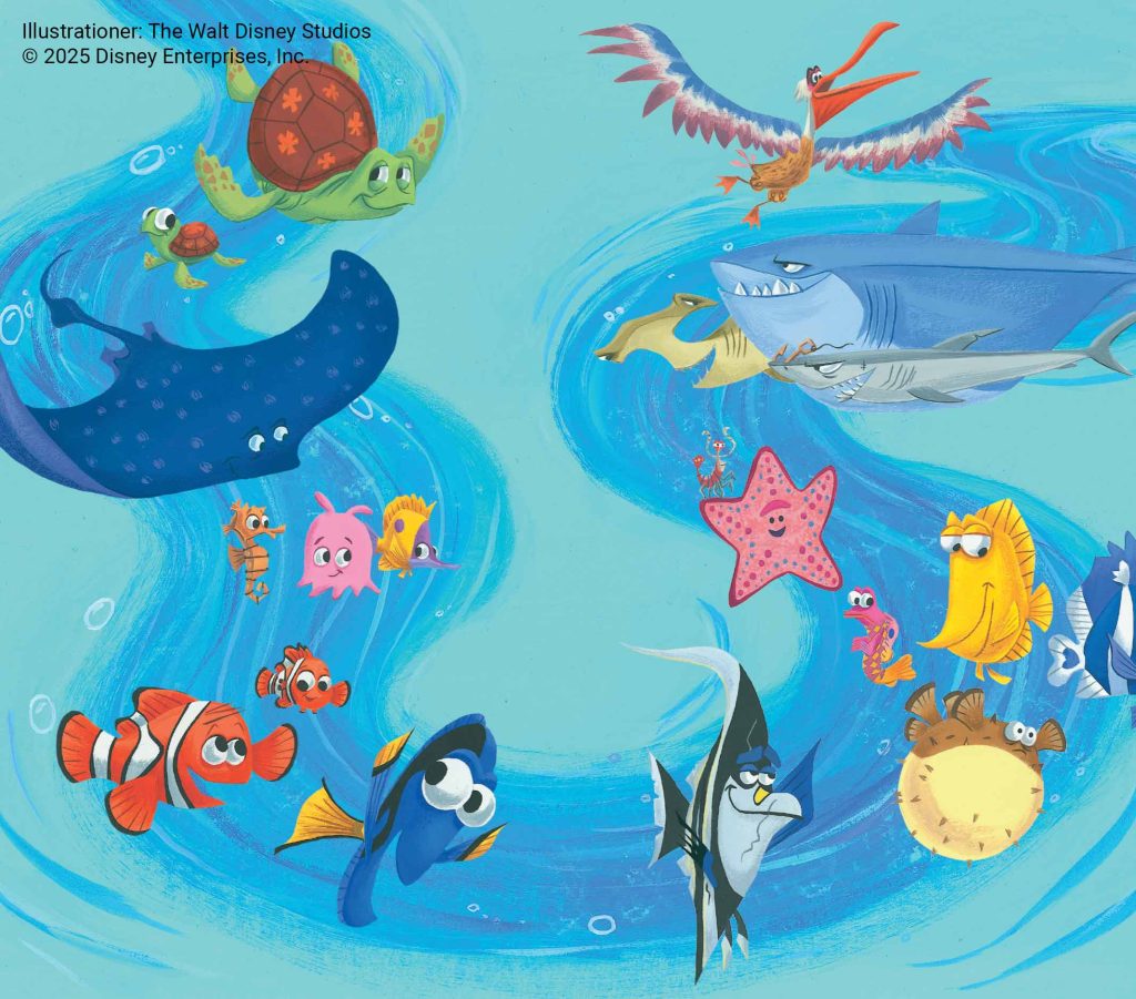 Hitta Nemo bok Disney illustration